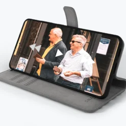 Samsung Galaxy S21 FE - Vintage Leather Wallet Phone Case -Union Store 3rdImageGreycopy 1