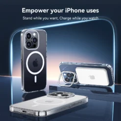 Clear Lens Stand Case -Union Store CASEKOOiPhoneAnti YellowingClearPhoneCasewithKickStandandMagSafeCompatible ClearLockSeriesLensStandVersion3