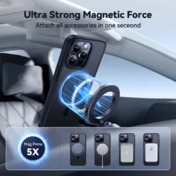 Matte Lens Stand Case -Union Store CASEKOOiPhoneMatteAnti FingerprintSlimPhoneCasewithKickStandandMagSafeCompatible KooshockSeriesLensStandVersionBlack2 scaled