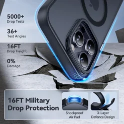 Matte Lens Stand Case -Union Store CASEKOOiPhoneMatteAnti FingerprintSlimPhoneCasewithKickStandandMagSafeCompatible KooshockSeriesLensStandVersionBlack5 scaled