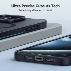 Matte Lens Stand Case -Union Store CASEKOOiPhoneMatteAnti FingerprintSlimPhoneCasewithKickStandandMagSafeCompatible KooshockSeriesLensStandVersionBlack7 scaled